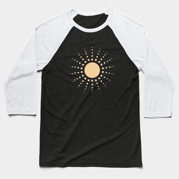 bohemian astrological design with sun, stars and sunburst. Boho linear icons or symbols in trendy minimalist style. Modern art Baseball T-Shirt by zaiynabhw